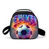 Envío Directo Una Pieza Patrón de Fútbol Bolsa de Comida de Viaje Bolsa de Almuerzo para Estudiante de Primaria Bolsa de Almacenamiento de Lonchera Térmica para Hombres y Mujeres Campus