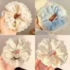 Nuevos Scrunchies Florales de Otoño e Invierno con un Toque de Lujo, Ligas para el Cabello de Alta Elasticidad, Diademas de Tela Estilo Ins de Satén, Gomas