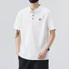 Camisa Polo Antibacteriana Respirável de Manga Curta para Homens Verão Nova Marca de Moda Solta Casual Gola Lapela Camiseta Top Versátil para Homens