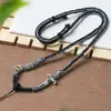 Cuerda Tejida Artesanal de Estilo Xizang de Alta Gama con Cuentas Dzi, Cordón para Collar con Colgante de Cruz, Cadena para Clavícula Ajustable