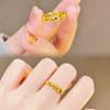 Anillo de trébol de oro vietnamita, moda femenina, anillo de hierba de la suerte chapado en oro y cobre, regalo para novia, Libro Rojo pequeño, gran oferta