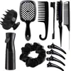 Kit de Pentes Domésticos para Cabeleireiro Transfronteiriço Pente com Cauda Fina Pente de Dentes Largos Pente Multifuncional para Maquiagem Escova para Sobrancelhas Grampo de Cabelo Borrifador de Alta Pressão
