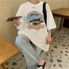 Camiseta Blanca Holgada Estilo Coreano Talla Grande para Mujer Verano 2026 Estilo Harajuku Celebridad de Internet Manga Corta Estudiante Cuello Redondo Top Tendencia Ins