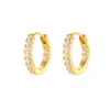 Prata Esterlina S925 Banhada a Ouro 18K, Argolas de Orelha Cravejadas com Diamantes, Estilo Chique, Simples e Versátil, Brincos de Argola de Alta Qualidade para o Dia a Dia