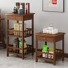 Estante de almacenamiento de madera maciza para el hogar, estante de almacenamiento de piso simple, carrito de cocina de múltiples capas, estante de almacenamiento para sala de estar, estante de té