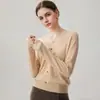 Cardigan falso com botões e detalhes em renda, suéter de cashmere com decote V, suéter de tricô curto liso feminino, efeito emagrecedor, novo estilo outono/inverno