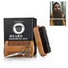 Conjunto de Barba Masculina Transfronteiriço Conjunto Completo Pelo de Javali Natural Escova de Barba Pente de Lado Duplo Tesoura Conjunto de Cuidados com Escova de Barba