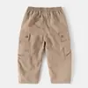 Pantalones Largos para Niños 2026 Primavera y Otoño Nuevo Estilo Pantalones Curvos para Niños Mayores, Color Sólido Estilo Coreano Pantalones de Papá