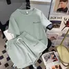 Ropa para Correr Traje Deportivo para Mujer 2025 Llegada Nueva de Verano Elegante Holgado de Manga Corta Pantalones Cortos de Moda Casual Conjunto de Dos Piezas
