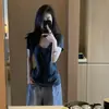 Camiseta Básica de Manga Curta com Ombro Reto Estilo Desejo Puro para Mulheres, Verão 2026 Slim Fit Versátil Doce e Picante Top Curto Ins