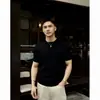 Camiseta Tricotada de Manga Curta com Gola Redonda Estilo Old Money para Homens, Casual 2026 Verão Respirável Confortável Cor Sólida Listrada Camisa Básica Tendência
