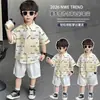 Conjunto de Tres Piezas de Camisa de Verano con Letra Nn para Niños, Conjunto Elegante de Camisa de Manga Corta para Niños, Ropa Elegante para Bebés al por Mayor