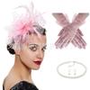 Amazon Explosiones Retro Novia Pluma Halloween Navidad Jockey Club Fiesta Tocado Aretes Guantes traje