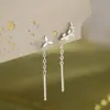 Pendientes Asimétricos de Hilo con Hojas y Flores para Mujer, Diseño Único, Modernos, Elegantes, Simples, Estilo Fresco, Venta al por Mayor