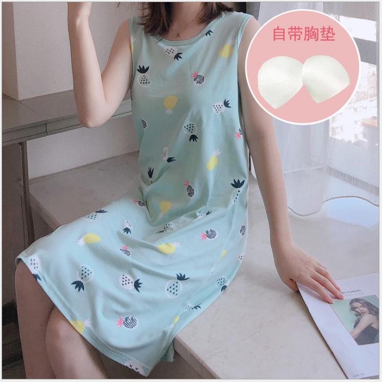 4 彩色菠萝睡裙-绿-背心