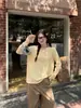 Molino de piedra temperamento como la niebla estilo perezoso cuello camisa delgada para mujer diseño ajustado versátil manga larga cubre todo color albaricoque talla única