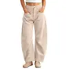 Pantalones de pana de pierna ancha, nuevos para invierno, estilo europeo y americano, para mujer, cintura alta, cintura elástica, corte holgado, caída suave, casual, largos, en stock