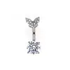Anel de umbigo em formato de borboleta com zircônia colorida transfronteiriço, piercing de umbigo, joia para perfuração corporal, fábrica de origem, atacado online