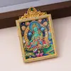 Popular y auténtico colgante Thangka del Dios Amarillo de la Riqueza estilo Tíbet, trayendo buena fortuna, con un amuleto de Zaki Lhamo
