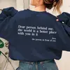 Plataforma Independente de E-commerce Transfronteiriço Moletom Clássico Feminino com Gola Redonda e Forro de Lã com Estampa de Slogan, Moletom Feminino da Moda em Estoque