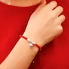 Pulsera de Pareja con Campana Concentrica 999 para Hombres y Mujeres, Estilo Padre-Hijo Cuerda Roja Trenzada Pulsera de Plata con Año de Nacimiento Joyería