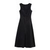 Z Roupa Feminina Estilo Europeu e Americano Transfronteiriço 2025 Novo Vestido Midi Elegante Simples Sem Mangas com Gola Quadrada 6962030
