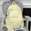 Nova Mochila Estilo Ins Simples de Grande Capacidade Mochila com Design de Bolinhas e Laço Versátil Nicho Bolsa Escolar para Mulheres