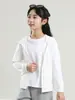 Ropa de protección solar original de hilo de seda helada para niños UPF50+ para verano, ultraligera, transpirable, con sensación fresca, para niños y niñas al aire libre