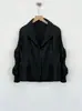 Chaqueta de Traje Calidad Miyake para Mujer Tacto de Alta Gama Color Sólido Solapa Holgada Manga Larga Cárdigan para el Trabajo Cárdigan Plisado