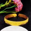 Producto Oficial Genuino de la Fábrica de Origen, Pulsera de Oro Puro Arena Dorada de 24 Quilates para Mujer, con el Personaje (Cien Bendiciones), Abierto, No se decolora, Regalo para Mamá