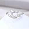 Anel de Prata Esterlina S925 6.3mm Redondo Seis Garras Artesanal DIY Transmissão Ao Vivo Douyin Luxo Leve Céu Estrelado Trajetória Cravejado Montagem Vazia