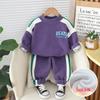 Ropa informal de terciopelo para niño pequeño, otoño e invierno 2024, nueva ropa deportiva cálida con forro polar para bebé, moda de dos piezas