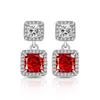 Pendientes Cuadrados de Princesa Cortados en Forma de Flor de Hielo Brillante de Piedras Preciosas de Colores Transfronterizos Europeos y Americanos para Mujer Pendientes de Diamante de Alto Carbono Incrustados de Lujo
