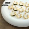 Aretes de moda en forma de C con incrustaciones de circonita blanca y verde, acero de titanio chapado en oro de 18K, nuevo estilo europeo, americano y de Hong Kong, Joyería, aretes