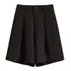 Shorts Geniales de Tallas Grandes para Mujer, Nuevo Estilo Traje Casual Blanco, Caída Suelta, Moldeadores, Falda-Shorts de Línea A de Cintura Alta Negros de Cinco Puntos para Primavera y Verano