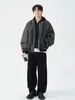 Diseño Original Retro Americano Uniforme de Béisbol para Hombre Otoño e Invierno Holgada Casual Corta con Capucha Textura de Piel Sintética Chaqueta