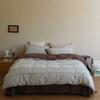 Estilo Escandinavo Algodón Teñido en Hilo Cereza Cepillado Juego de Cuatro Piezas Juvenil Otoño e Invierno Retro Funda Nórdica Sábanas Ropa de Cama de Alta Gama
