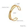 Pulseira de Aço Inoxidável Versátil Irregular em Formato de C Leve Luxo Multicamadas Linha Cruzada Pulseira de Aço Titânio para Mulheres Não Desbota