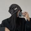 Gorro de lana de punto con botones de colores peludos, grueso y cálido, para otoño e invierno, para mujer