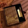 Caixa de Presente para Caderno de Madeira Maciça Transfronteiriça com Logotipo Personalizado Conjunto de Blocos de Notas para Reuniões de Escritório Souvenir de Alto Valor