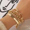 Pulsera personalizada de cadena gruesa transfronteriza nueva de Europa y Estados Unidos, conjunto de 4 pulseras de cadena multicapa simples y creativas
