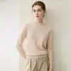 Suéter 100% caxemira pura, novo estilo outono e inverno, pulôver feminino solto curto de gola semi-alta, blusa de base de tricô quente