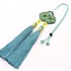 Cuerda colgante estilo Xizang Ruyi moneda de cobre seda congelada doble borla exquisita cuerda hecha a mano borla cuentas amarillas borla bolsa colgante oreja colgante