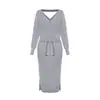 Vestido de Punto Nuevo Otoño e Invierno Vestido Suéter de Cuello Delgado Color Sólido Europeo y Americano Comercio Exterior Transfronterizo Amazon Aliexpress