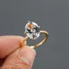 Venta caliente transfronteriza SHEIN Europa y Estados Unidos anillo de zirconita ovalada grande de cuatro garras anillo de temperamento de lujo ligero simple para mujer venta al por mayor