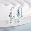 Nuevos aretes para mujer con forma de estrella, de tono frío, con circonita cúbica azul marino y cierre de rosca, que exudan elegancia para el uso diario, anti-pérdida, modernos, delicados y compactos