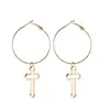 Brincos punk escuros com pingente de cruz vazada, estilo europeu e americano, novos para meninas, brincos de personalidade retrô, brincos