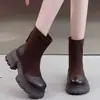 Botines Martin forrados de polar para mujer, colección otoño/invierno 2026, popular estilo retro británico, diseño de patchwork, suela de plataforma para altura adicional, botines versátiles