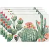 Novo Estilo de Primavera Transfronteiriço 42*32 Retangular Cacto Suculenta Decoração para Casa Cozinha Sala de Jantar Jogos Americanos Porta-copos