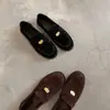 [Suyin] Versión de Piel de Vaca ~ Mocasines Slip-On Retro de Monedas Doradas Pequeñas para Mujer Estilo Británico Zapatos Pequeños de Cuero